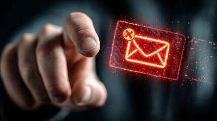 Businessman touching glowing email icon interface