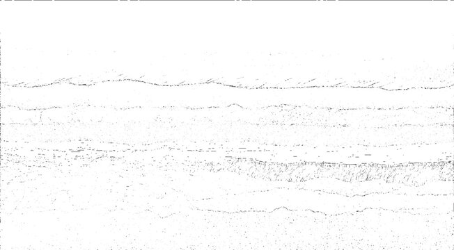 Black and white abstract depicting horizontal layers of geological formations with subtle textures and linear hatching suggesting sediment or rock strata