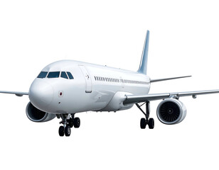 Obraz premium White Commercial Airplane in Flight Closeup.