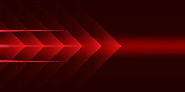 Abstract modern red arrow glowing on dark red background. Hi speed communication concept. vector illustration