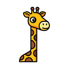Obraz premium Cute Cartoon Giraffe Head and Long Neck Illustration