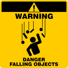 Warning, danger falling objects, sign vector