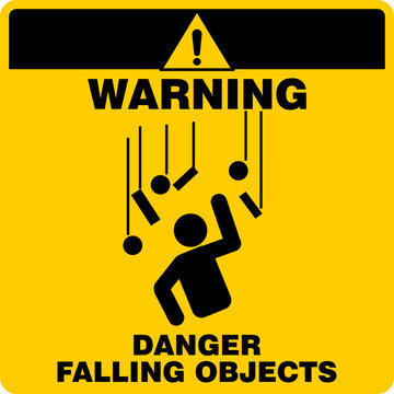 Warning, danger falling objects, sign vector