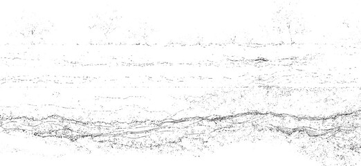 Abstract monochrome background with organic wavy lines and granular textures resembling natural formations or abstract landscapes with trees