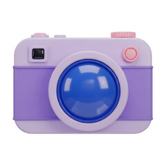 3d rendered pastel camera with blue lens