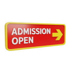 3d rendered admission open sign