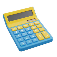 3d rendered blue and yellow calculator