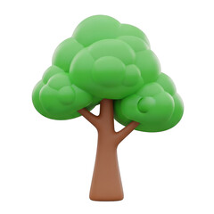 3d rendered lush green tree with brown trunk