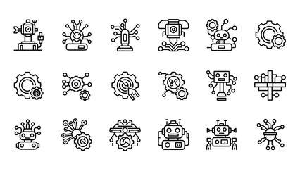 Obraz premium Black and white gear icons set.