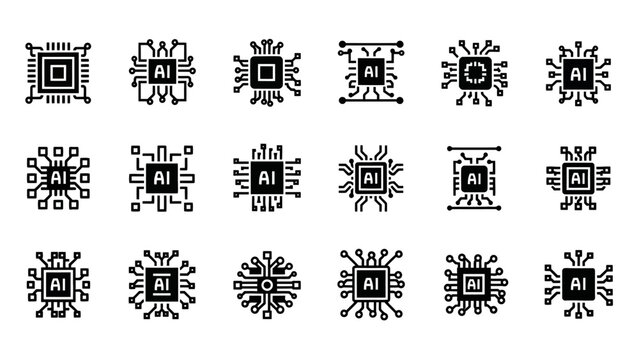 Black and white geometric shapes icons.
