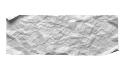 White crumpled paper strip with torn edges on black background wrinkled