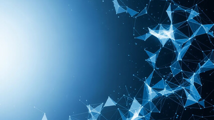 Abstract Geometric Network Background with Blue Triangles and Lines