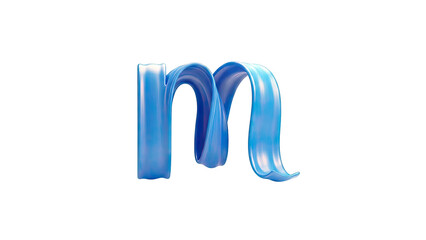 Blue 3D Lowercase 'm' in a Fluid, Swirling Shape