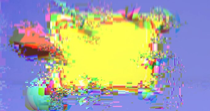 Abstract 90s styled frame with flying 3d objects and shapes