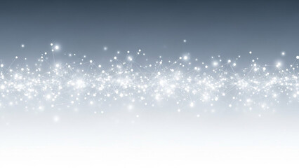 Abstract White Particle Network with Glowing Connections and Bokeh on Silver Gradient Background