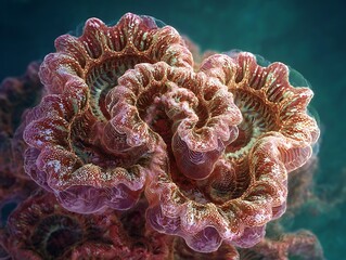 Pink Coral Spiral Slide Structure With Bubble Tunnels And Ocean Floor Patterns