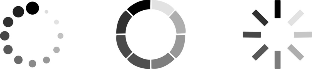 Loading Icons Set with Progress Bar Isolated on White Background