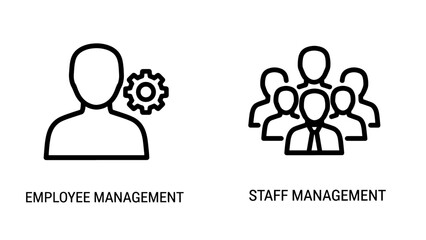 Fototapeta premium Employee Management and Staff Coordination Line Icons for HR Department and Workforce Organization