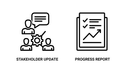 Obraz premium Stakeholder Update and Business Progress Report Analytical Icons for Management