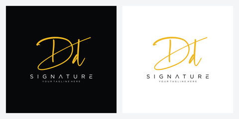 Luxury gold signature initial DD logo design vector
