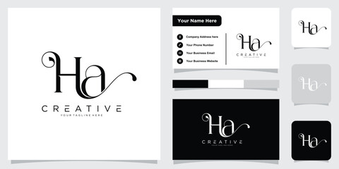 Initial letter HA or AH logo design vector illustration