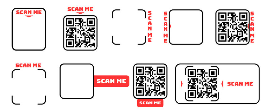 Scan the qr code badge and scan the stylish qr frame, smart code element with minimal code for business cards and promo design.