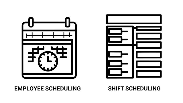 Employee and Shift Scheduling Management Icons for Workforce Planning and HR Operations
