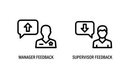 Fototapeta premium Manager and Supervisor Feedback Icons Representing Professional Performance Evaluation