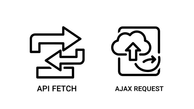 API Fetch and AJAX Request Icons for Web Development and Data Exchange Systems
