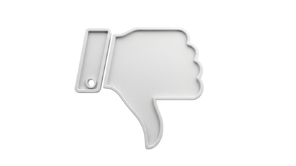 3D Render of a White Thumbs Down Icon