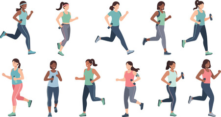 Women running fitness workout active lifestyle group