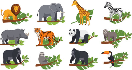 Fototapeta premium Safari animals on branches