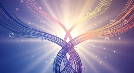 Shimmering Abstract Energy Paths Interconnecting in a Brilliant Light Burst, Evoking Concepts of Digital Synergy, Innovation, and Dynamic Communication for a Futuristic Vision