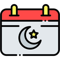 Fototapeta premium Ramadan Calendar and Islamic Date Vector Icon