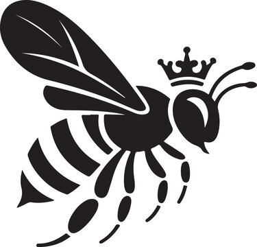 Queen bee vector silhouette on transparent background