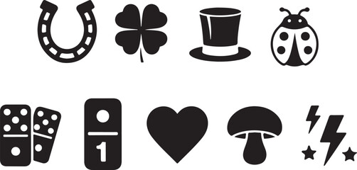 Set of various vector lucky charm symbols