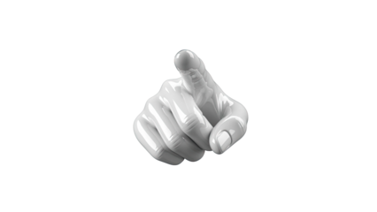 Glossy White Hand Pointing Finger