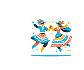 Obraz premium flat vector illustration of two island dancers in traditional clothing