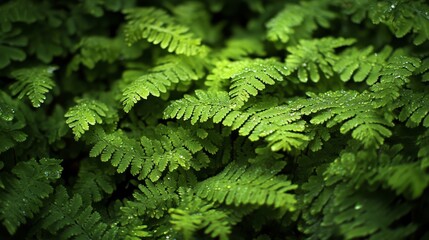 Dense carpet of overlapping maidenhair fern leaves creating complex layered texture in varied green hues from chartreuse to deep forest, individual pinnae displaying perfect symmetry and intricate