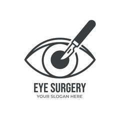 Eye surgery logo icon. Showing ophthalmic operation, vision correction, and medical eye treatment.