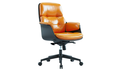 Modern Orange Leather Executive Office Chair