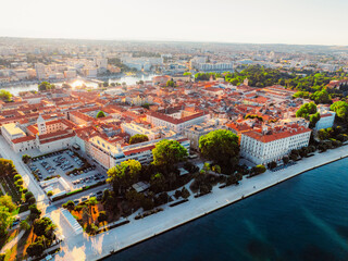 Zadar historic peninsula roman architecture city. Dalmatia region of Croatia coast beach