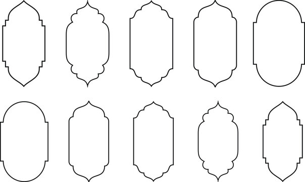 Islamic style border and frame design template vector element. Suitable for design element of Ramadan poster, Eid Mubarak greeting card, and copy space for Islamic quote text.