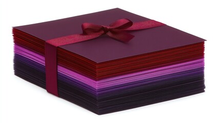 Elegant multi-layered velvet fabric stack arranged as a gift-like present with a satin ribbon bow