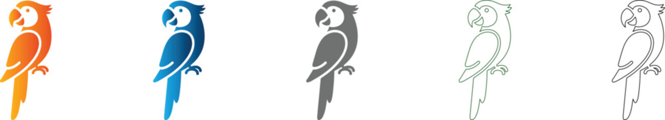Parrot Flat Icon Set Graphic Bird Design © mr nexa design