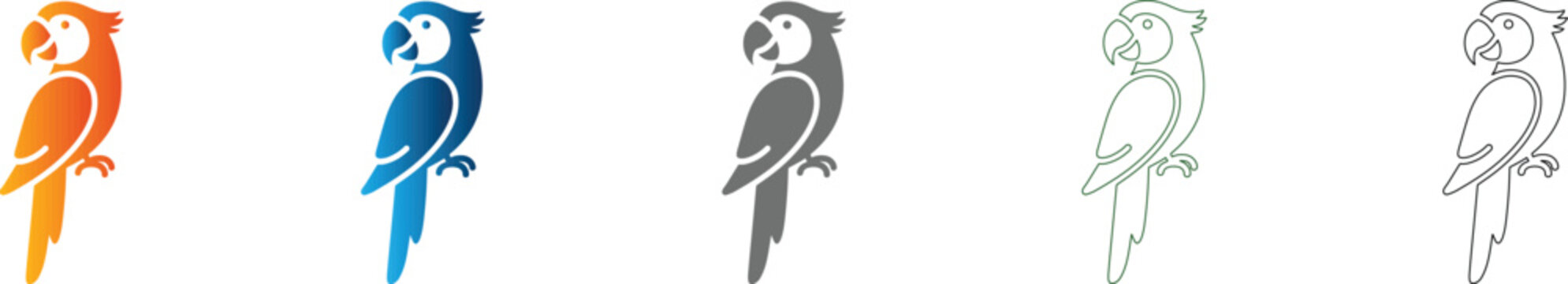 Parrot Flat Icon Set Graphic Bird Design