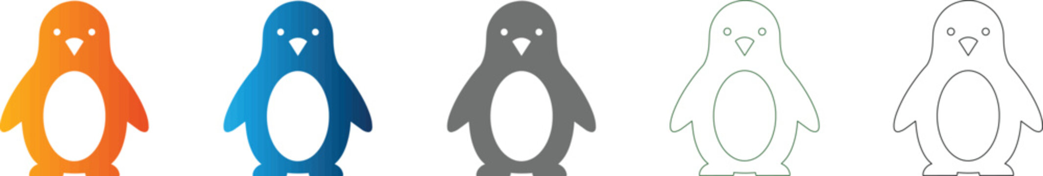 Penguin Flat Icon Set Vector Illustration Design