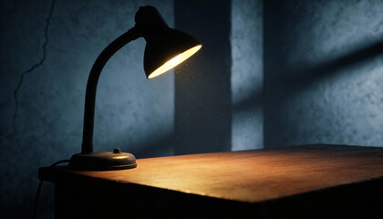 lamp on a wooden table