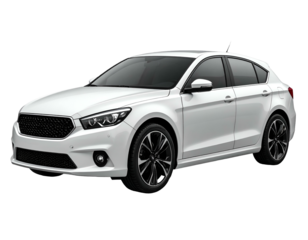 White SUV Car with Black Wheels.