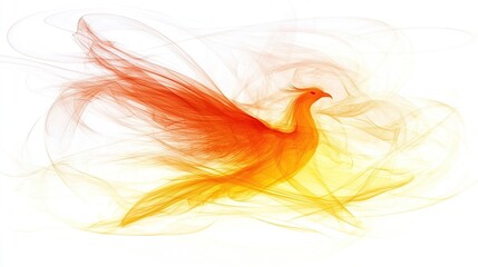 Energetic Fiery Abstract Phoenix Silhouette with Fire-like Plumes in Dynamic Motion